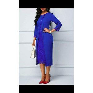 Royal blue Elegant Work Faux Wrap Dress size 2X